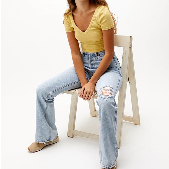 PS Basics by Pacsun Wide Neck Ribbed T-Shirt Sz XS - Picture 4 of 7